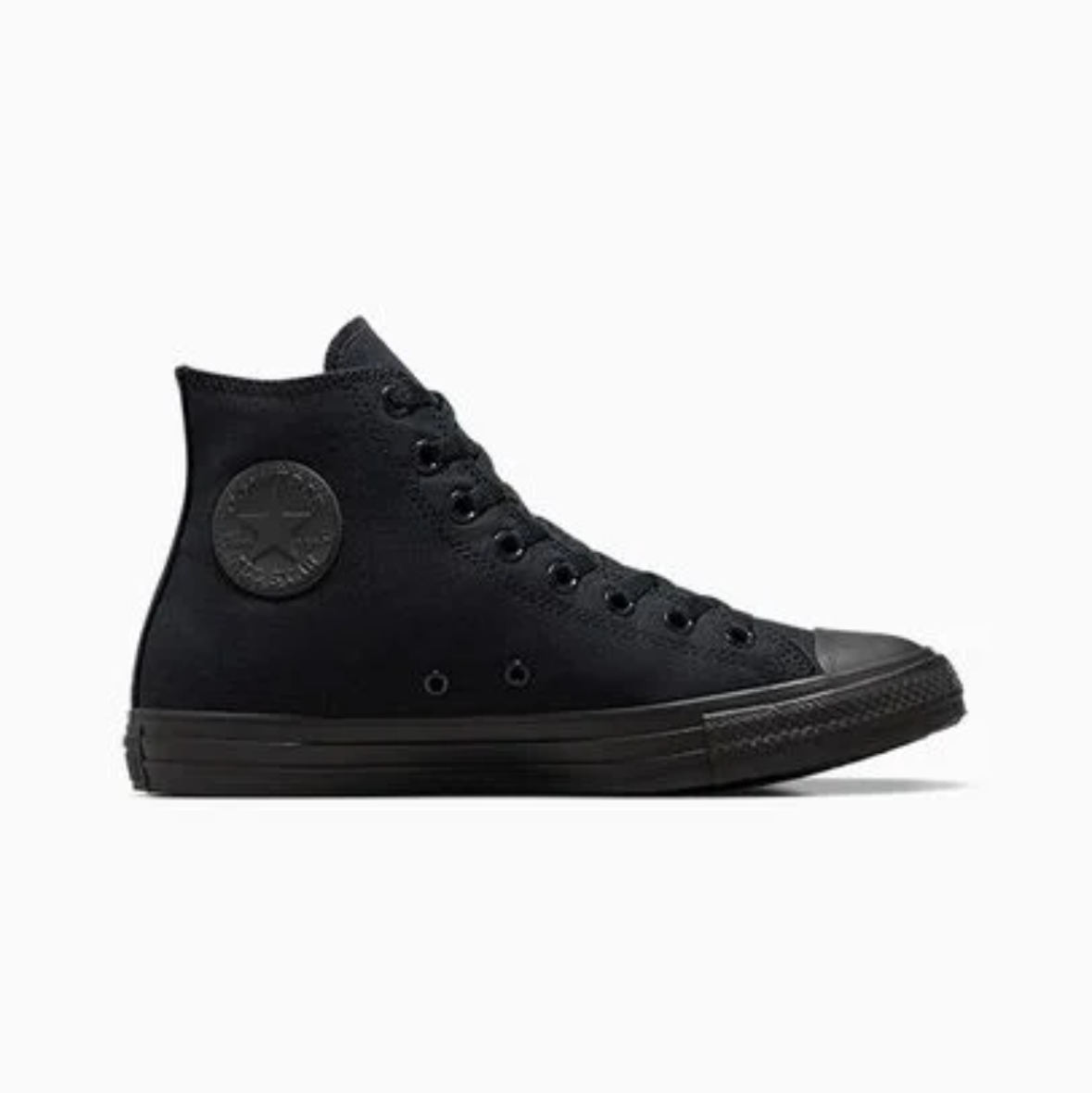 Black high-top sneaker on Converse website with product details.