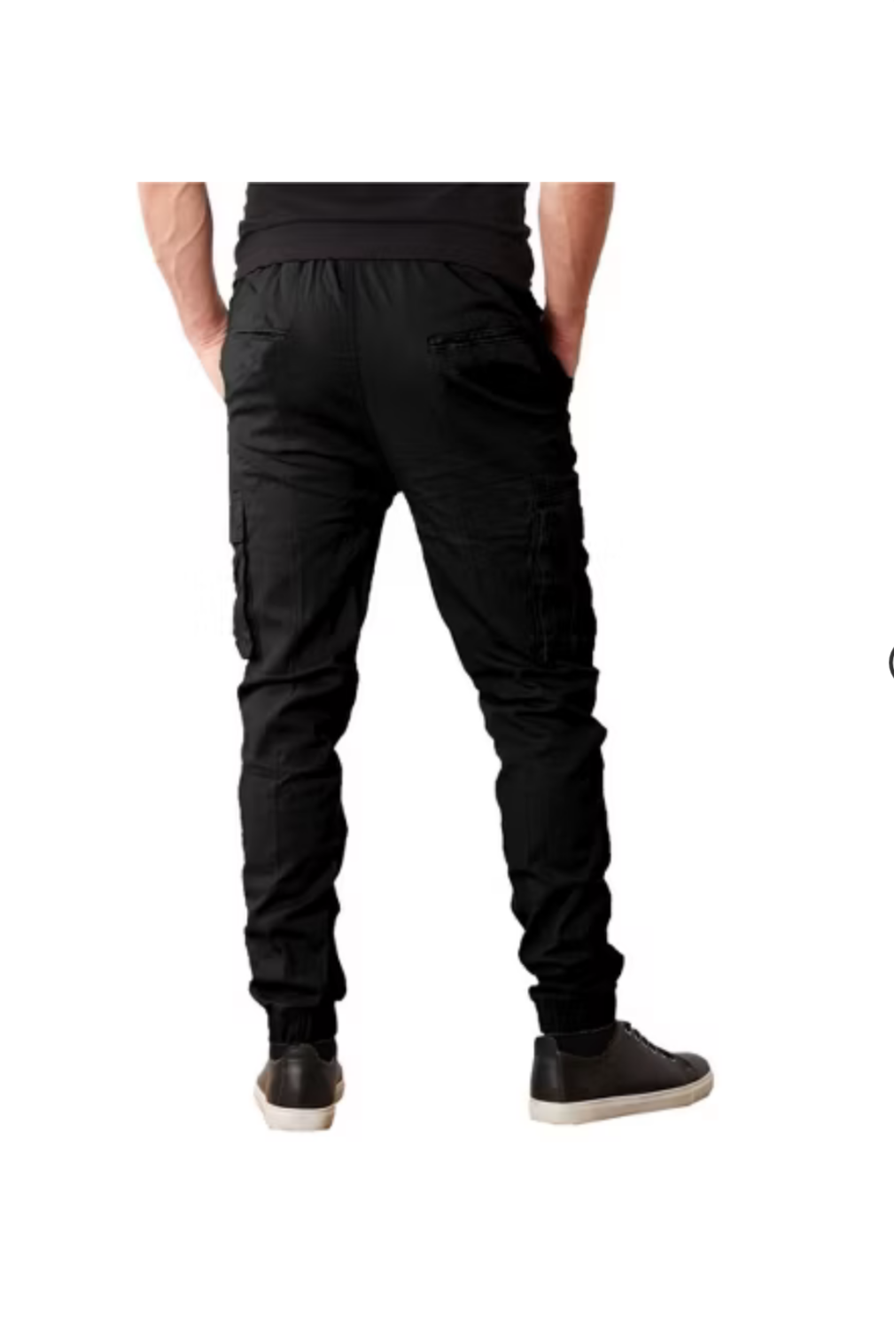 Black pants displayed on a mannequin with a white background